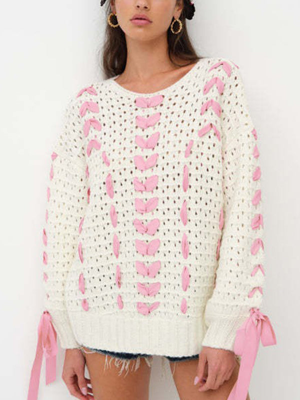 Ribbon Tie Up Bow Sweater