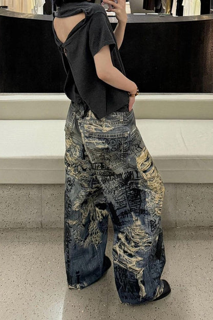 Punk Grunge Graphic Print Pants