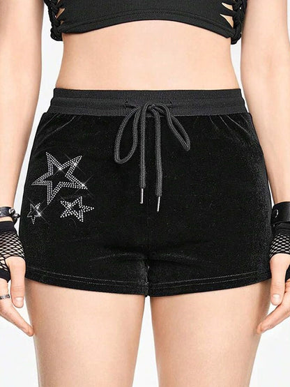 Edgy Gothic Star Rhinestone Y2K Shorts