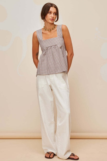 Chic Checkered Back Tie Tank Top