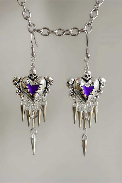 Dark Gothic Thorn Heart Earrings