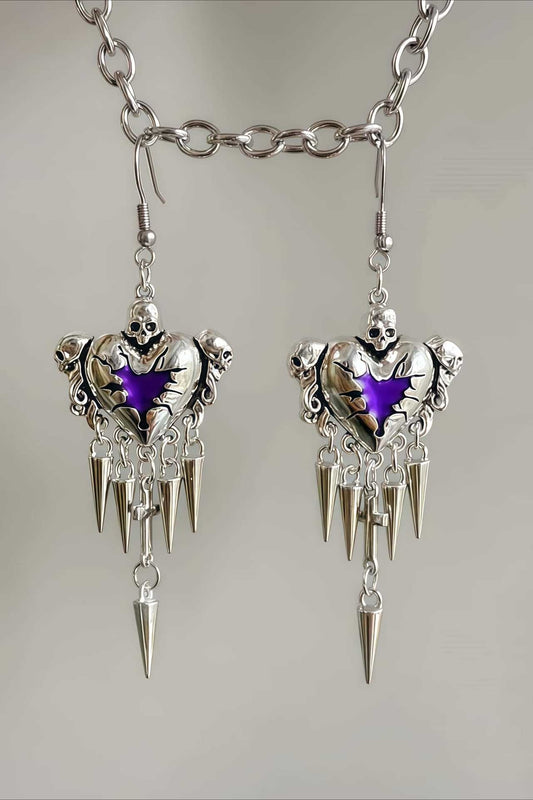 Dark Gothic Thorn Heart Earrings