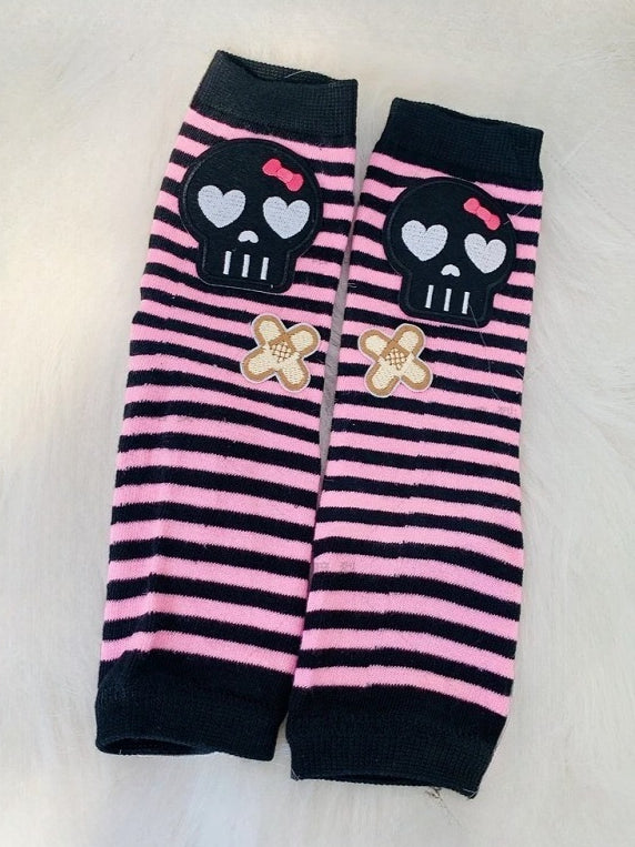 Gothic Punk Striped Fingerless Gloves