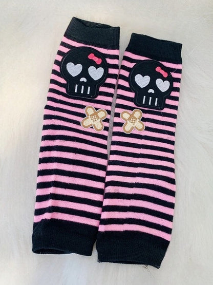 Gothic Punk Striped Fingerless Gloves