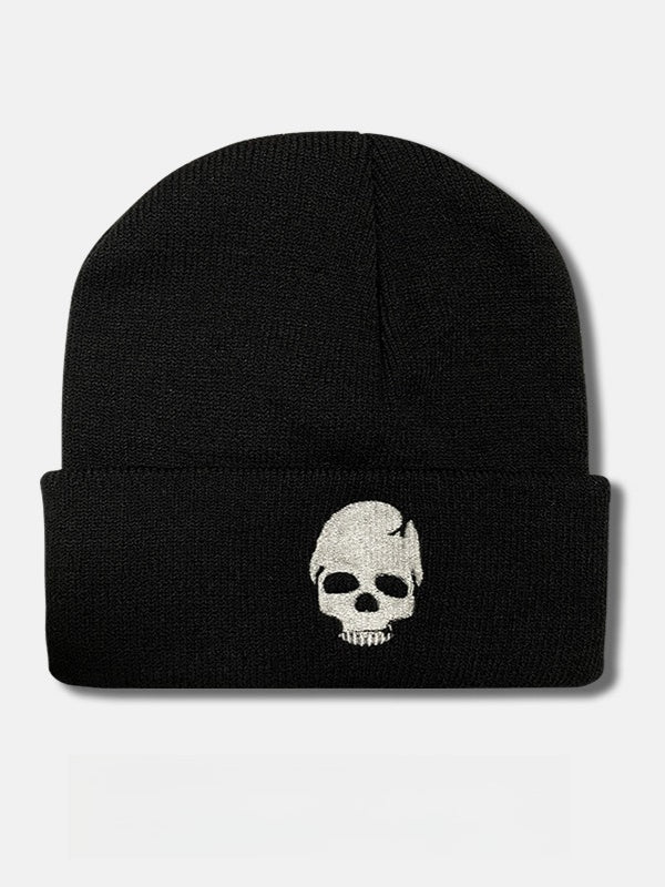 Punk Embroidered Skull Knit Hat