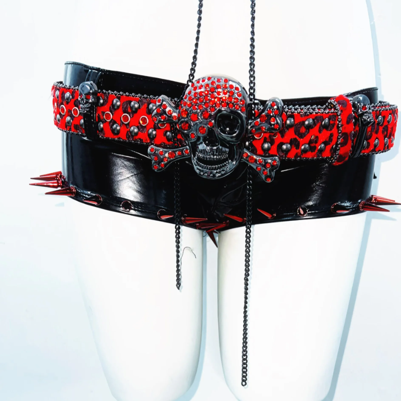 Hollow out metal chain rivet applique PU leather top  | Festival Outfits Women