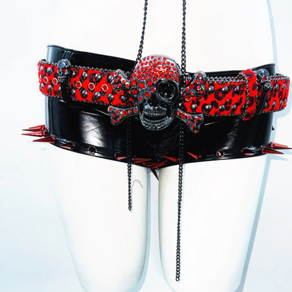 Hollow out metal chain rivet applique PU leather top  | Festival Outfits Women