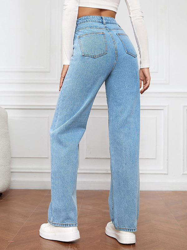 Stretch Washed Fashionable Straight Leg Boyfriend Jeans