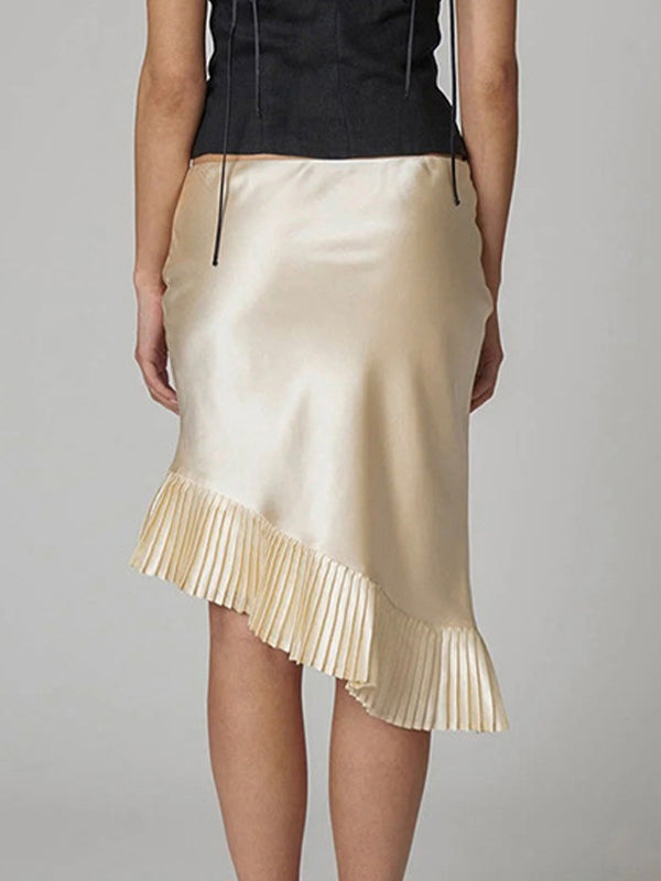 Low-Rise Slim Pleated Mermaid Skirt