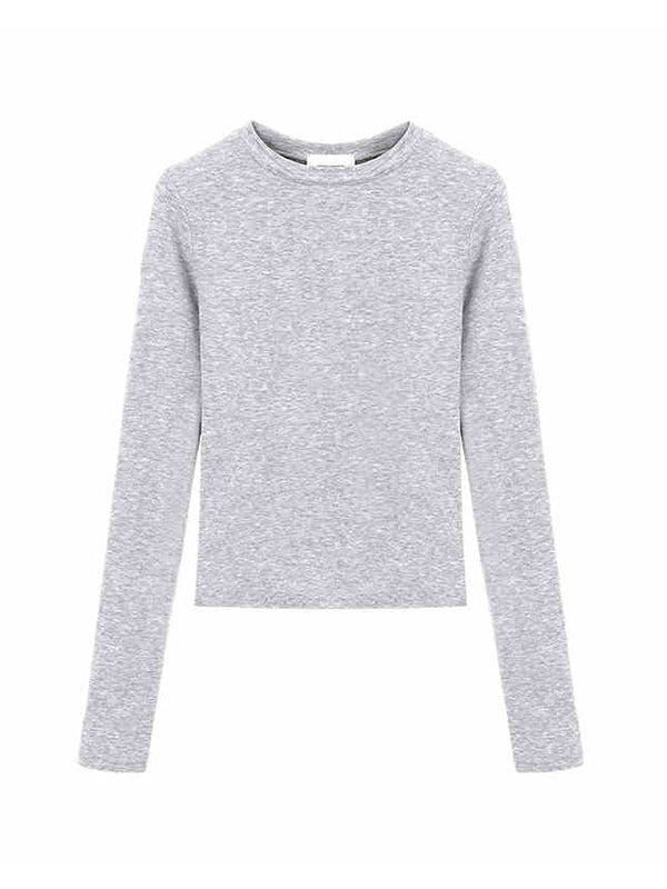 Round Neck Straight Shoulder Long Sleeve T Shirt