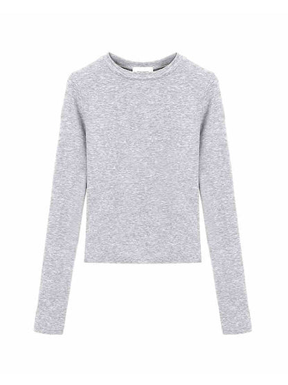 Round Neck Straight Shoulder Long Sleeve T Shirt