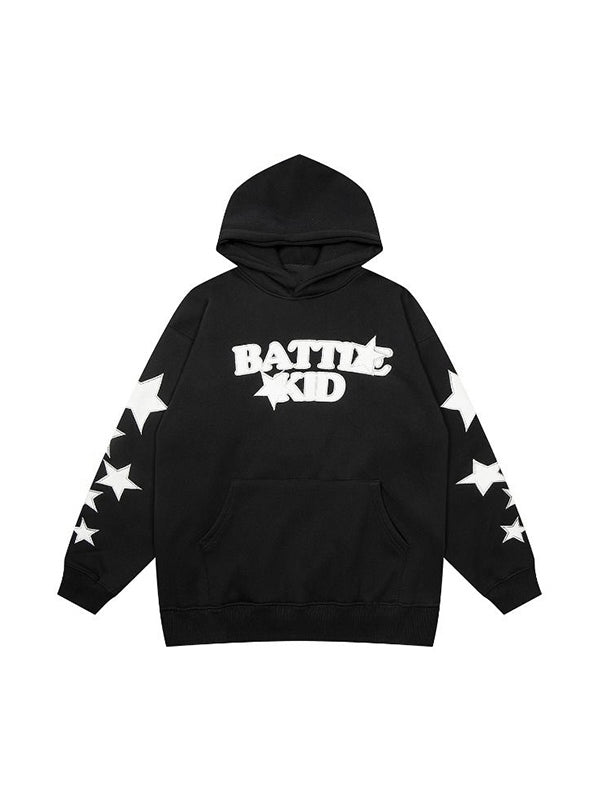 Street Letter Star Print Oversized Hoodie