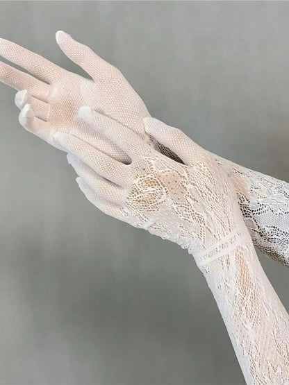 Gothic Hollow Out Net Lace Long Gloves