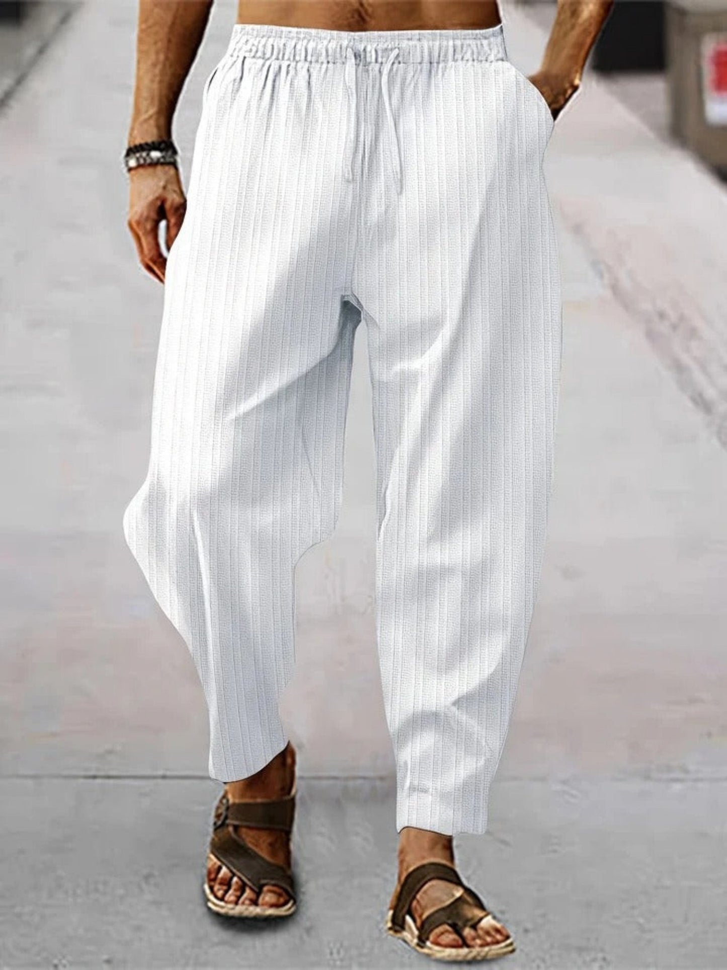 Ulric - Striped Linen Trousers - Chic - Lightweight - Great for Casual Days