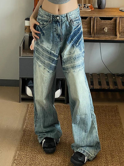 American Style Water Washing Aging Boyfriend Jeans