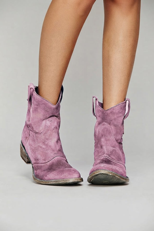 Faux Suede Mid-calf Boots with Low Heels