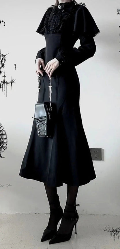 Black Bodycon Lace Midi Dress