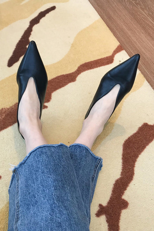 Retro Pointed-toe Low-cut Flat Shoes