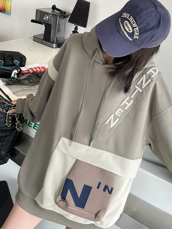 Irregular Splice Design Oversized Hoodie