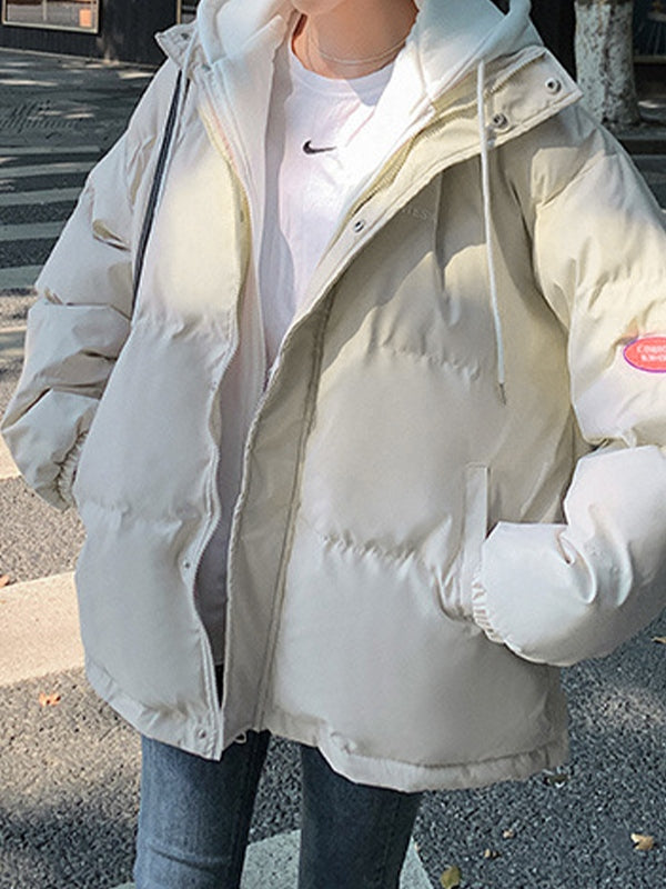 Hooded Fake Two Piece Loose Jacket