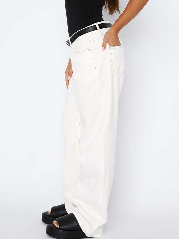 Versatile Simple Midriff Boyfriend Jeans