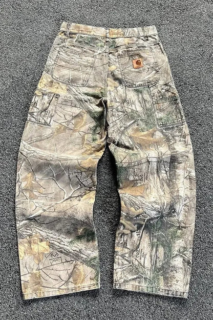 Camouflage Tree Washed Distressed Pants