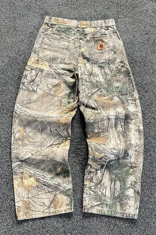 Camouflage Tree Washed Distressed Pants