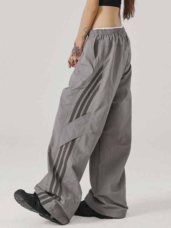 Stripe Print Wide Leg Pants