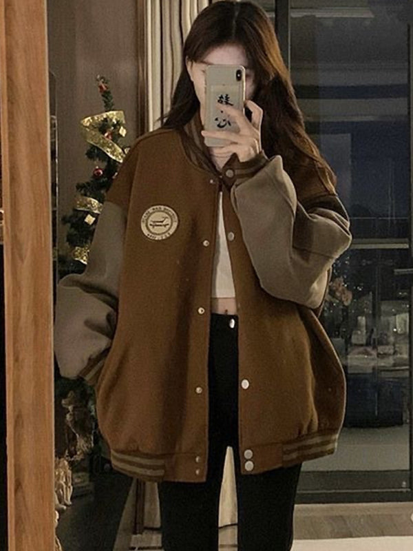 Contrast Colors Loose Casual Jacket
