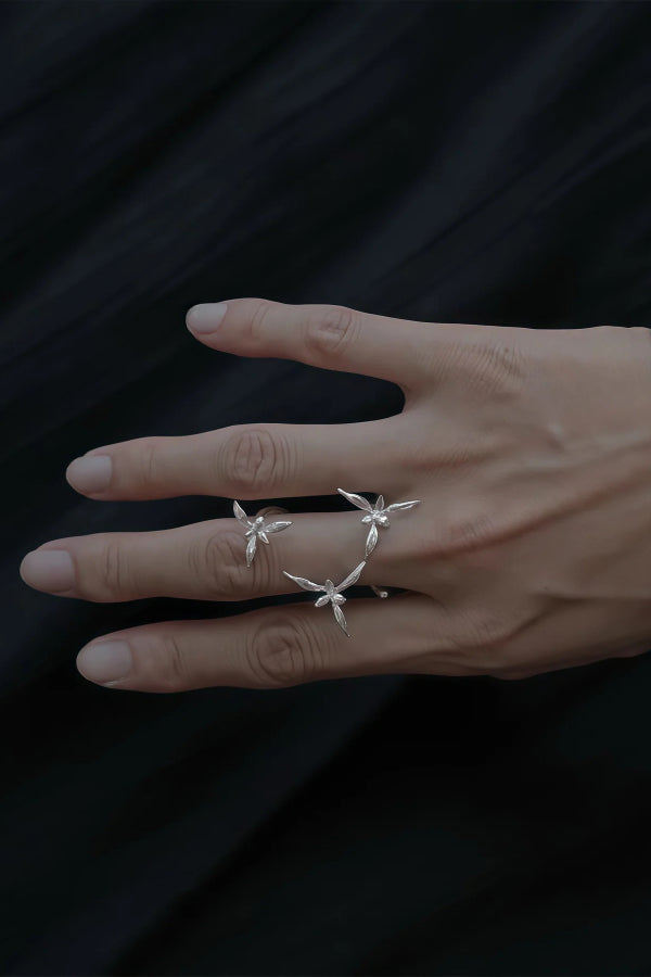 Elegant Chinese-style 3D Orchid Open Ring