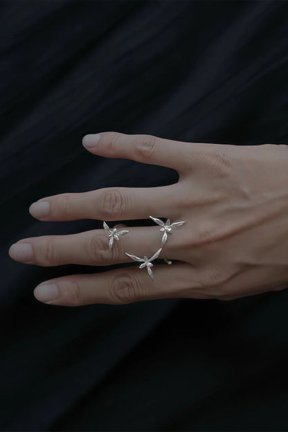 Elegant Chinese-style 3D Orchid Open Ring