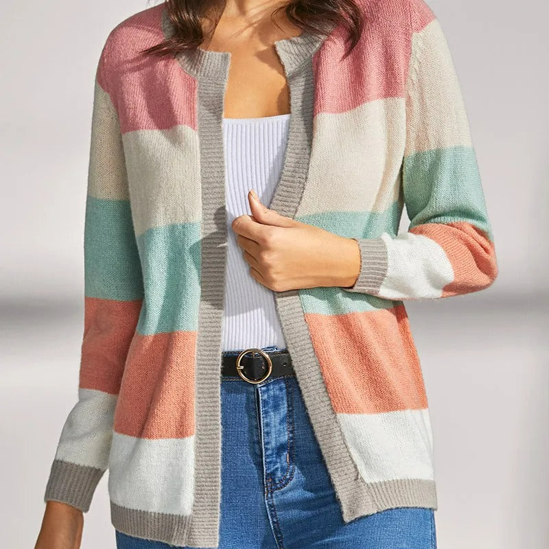 Cárdigan de punto a rayas para mujer | Ideal para otoño/invierno
