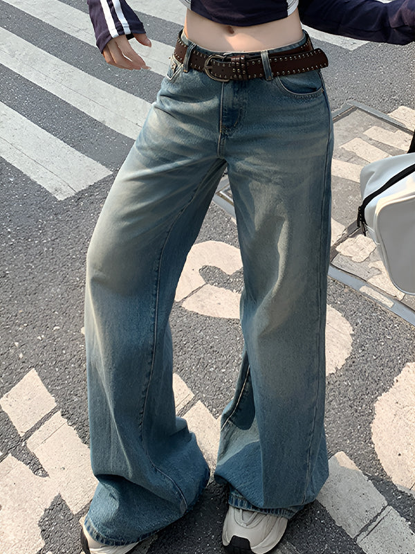 Retro Water Mark Design Flare Jeans