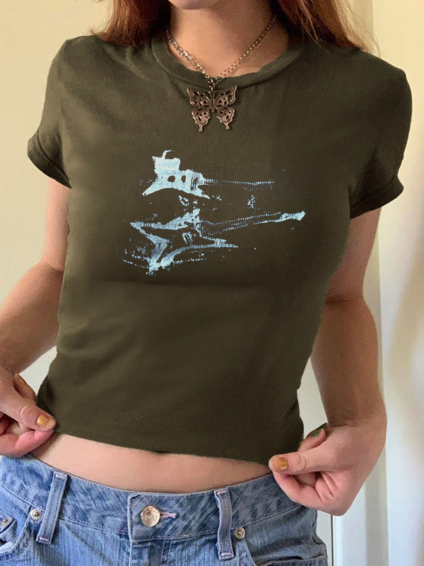 Vintage Guitar Hand Printed Tee