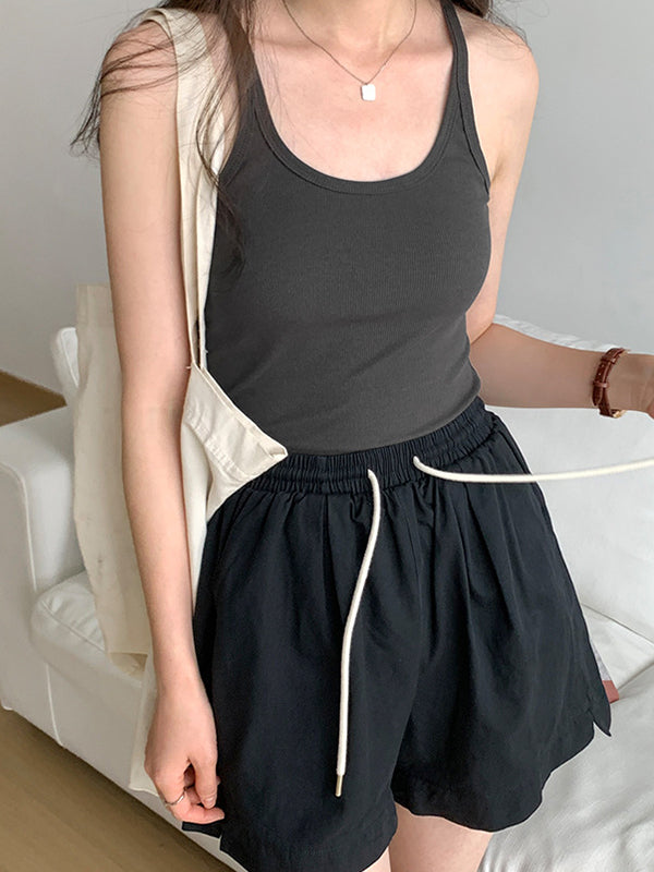 Plain High Elastic Slim Fit Cami Top