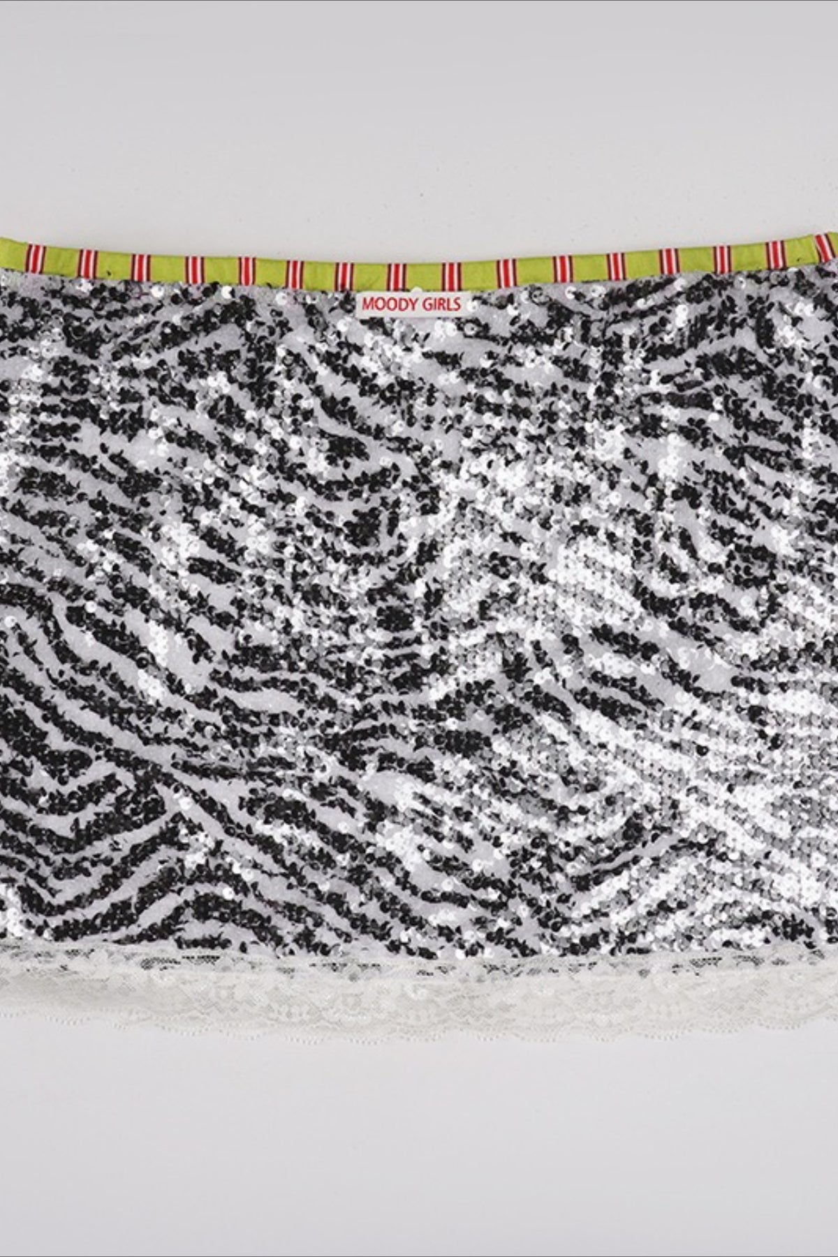 Zebra Sequin Lace Patchwork Bodycon Skirt