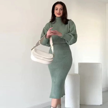 Cleo - Vestido de suéter acanalado - Elegante - Corte entallado - Ideal para otoño/invierno