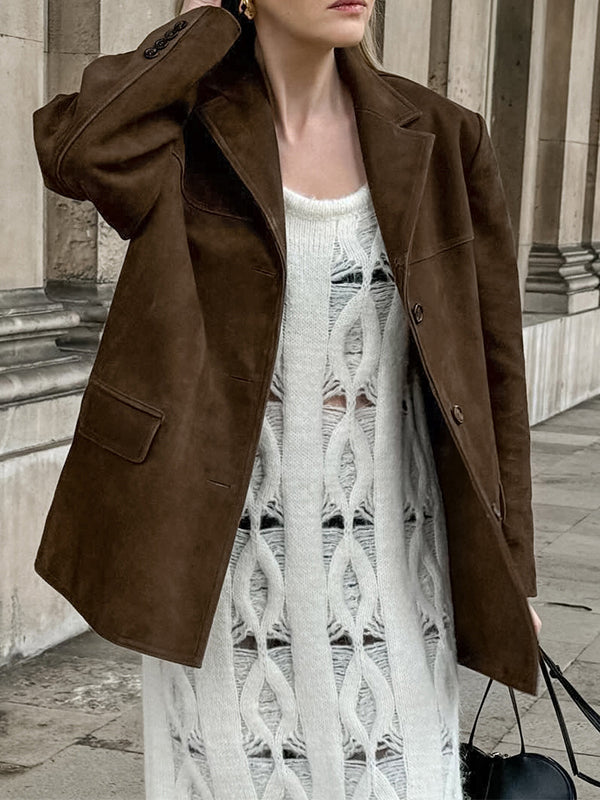 Nubuck Vintage Lapel Loose Suede Jacket