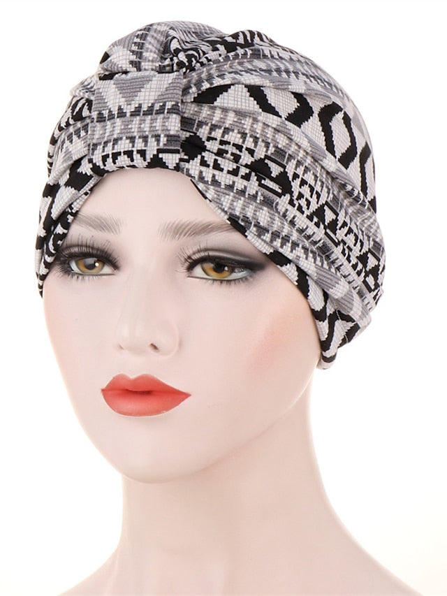 Casual Women Indian Arab Wrap Women Muslim Turban Caps Print Hijab Bonnet Inner Hijab Caps Muslim Headdress Ready To Wear for Women