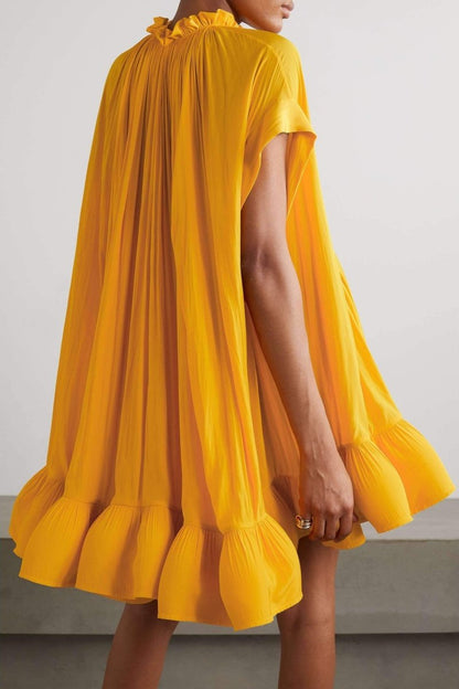 Vestido mini con volantes y efecto capa Eartha