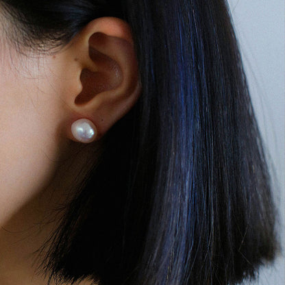 Simple Natural Baroque Freshwater Pearl Studs