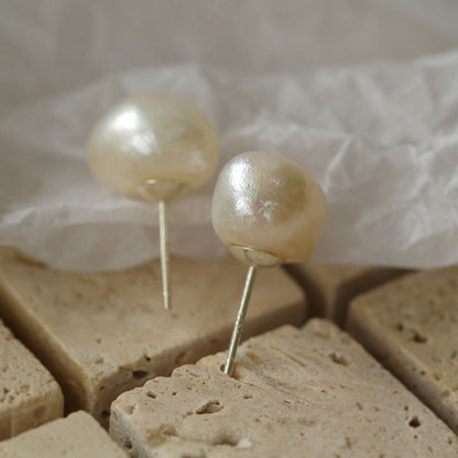 Simple Natural Baroque Freshwater Pearl Studs