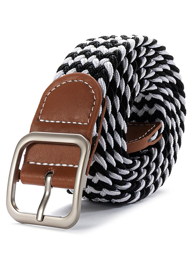 Men's Web Belt Canvas Buckle Free Plain Classic Casual Work Daily Black / White Black Blue Green for Women