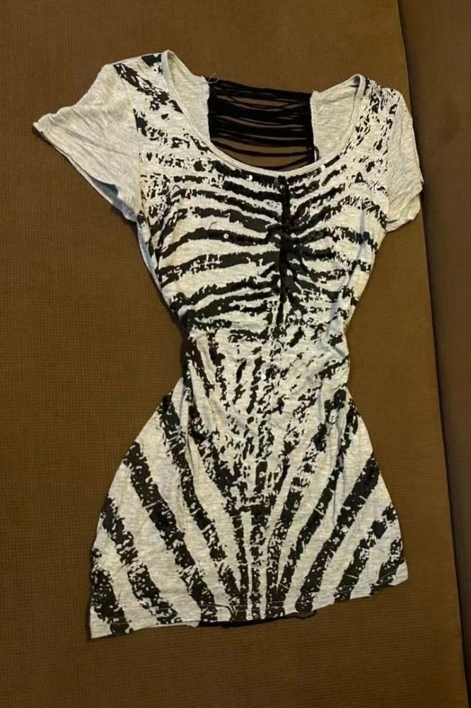 Y2K Punk Slim Short Sleeve Mesh Top