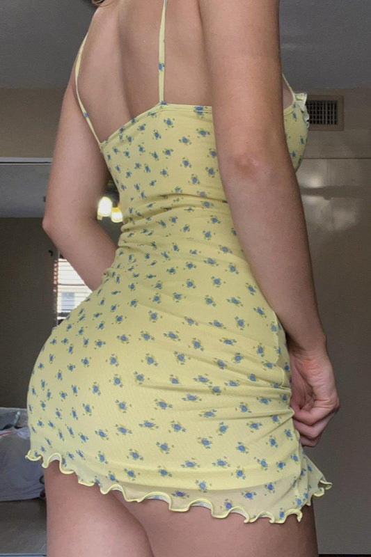 Floral Bow Tie Mini Dress