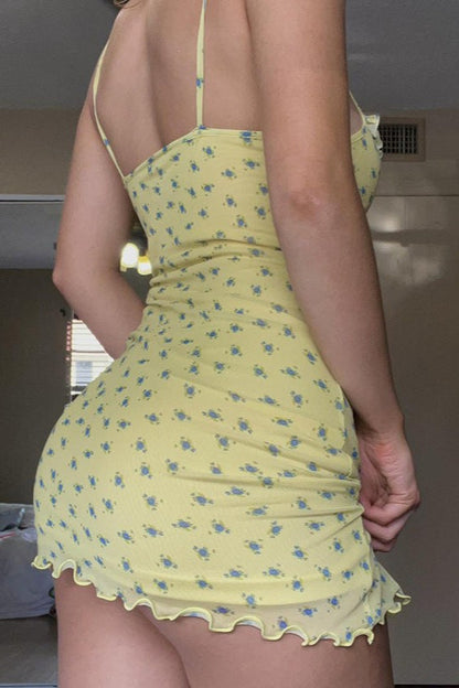 Floral Bow Tie Mini Dress