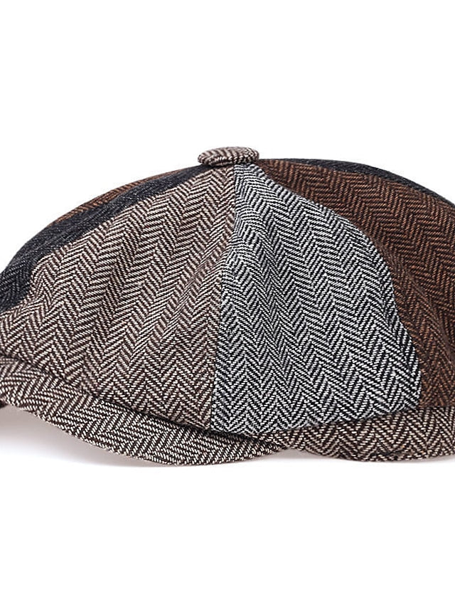 Hat Beret Hat Black Light Brown Brown Outdoor Street Dailywear Print Stripe Windproof Comfort Breathable for Women
