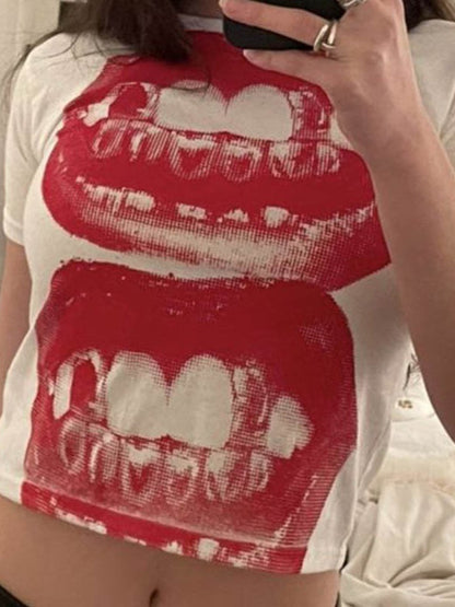 Gothic Lip Print Crop Top