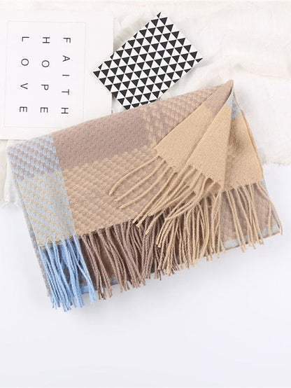 Shawls & Wraps Christmas Street Dailywear Camel Blue Pink Scarf Plaid for Women