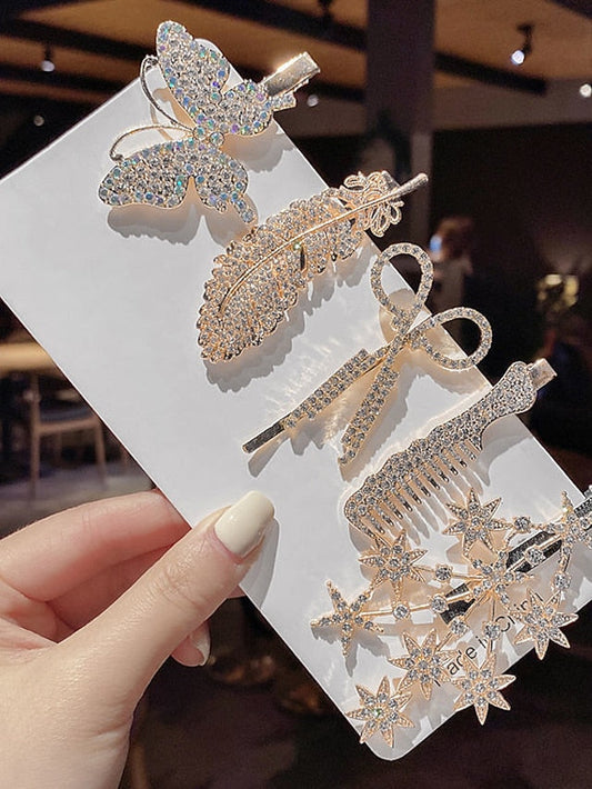 Hair Clip Set For Party Evening Daily Rhinestone Alloy for Women